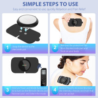 Stimulateur musculaire TENS EMS sans fil Roovjoy M103A à 4 canaux, appareil TENS portable pour les douleurs au dos, au cou, aux épaules et aux genoux