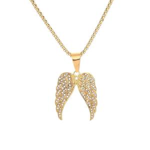 Liontin berlapis emas sayap berlian penuh perhiasan Hip-hop asli pabrik titik grosir baja Titanium liontin - Product Image 5