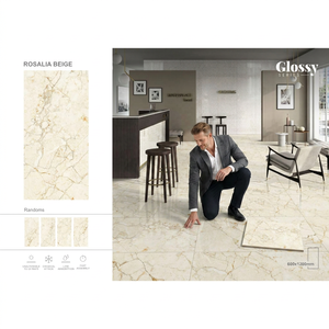 European Luminous Grey Porcelain Tiles 600x1200mm Glossy Glazed Floor Wall Tiles For Hotel Projects - Product Image 5