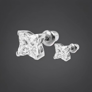 Star Shape Stud Earrings 925 Sterling Silver Bezel Setting Everyday Wear For Men And Women - Product Image 2