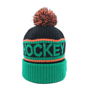OEM ODM Bonnet à pompon 100% acrylique pour équipe, logo brodé personnalisé, tricot jacquard, bonnets à pompon pour football, hockey, ski - Product Image 3