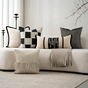 Yuanhee 50cm * 50cm Wabi Sabi almohada decorativa adecuada para Senior Villa Hotel sala de estar sofá cama en el cojín de la ventana de la Bahía - Product Image 1