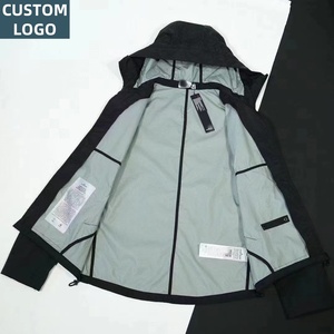 Cappotto nero da uomo giacca a vento con Zip con LOGO personalizzato