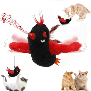 Sıcak kırmızı kuş kedi oyuncaklar dokunmatik aktif çırparak kanatları Sparrow interaktif akıllı kedi oyuncaklar USB Pet ürünleri - Product Image 1