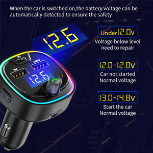 BT08D QC3.0 PD USB chargeur rapide transmetteur FM mains libres <span class=keywords><strong>voiture</strong></span> Charge Radio Audio compatible sans fil <span class=keywords><strong>voiture</strong></span> cerf-volant lumière LED MP3 - Product Image 5