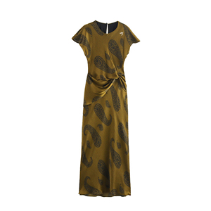 OEM personnalisé été style européen américain femmes mode nouveau noeud soie satin texture <span class=keywords><strong>robe</strong></span> mi-longue - Product Image 1