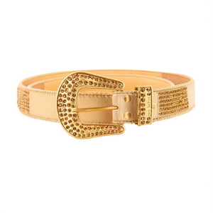 Ceinture en cuir véritable Angelina 3,8 cm 105 cm avec boucle à strass, accessoire de mode décontracté pour femme - Product Image 1