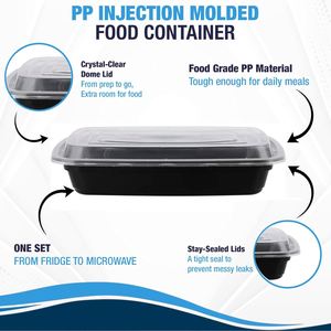 Disposable PP Plastic Rectangular Bento Lunch Box with Lid Microwave Safe & BPA Free <b>Takeaway</b> Food <b>Containers</b> - Product Image 2