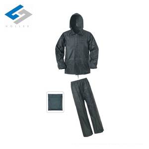 Traje Impermeable de <span class=keywords><strong>Lluvia</strong></span> 100% Poliéster PVC con Pantalones, Chaqueta con Capucha, Traje de <span class=keywords><strong>Lluvia</strong></span> Negro al por Mayor para Pesca y Golf - Product Image 5