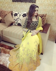 ATIYA LIBAS Robe Lehenga Choli indienne/pakistanaise pour adultes-Tissu en mousseline de soie motif floral Fit Flare Silhouette Heavy Plus Size - Product Image 2