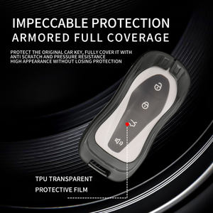 Cuir + TPU Métal Alliage de Zinc Fibre de Carbone Porte-clés de Voiture Sac avec Porte-clés pour Clé de Voiture Intelligente Geely - Product Image 3