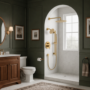 Modernes Gold Unterputz-Duschsystem-Set mit Keramikventil, 3-Funktionen-Einbau-Duscharmatur, 10-Zoll-Regen-Massage-Duschkopf - Product Image 2