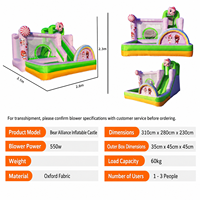 Terrain de jeu gonflable pour enfants, château gonflable avec double toboggan, cible à balles, parcours d'obstacles, matériau PVC écologique, capacité de 10 personnes