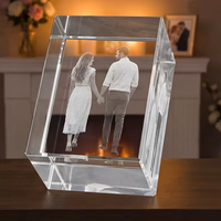Cube Cadre Photo avec Lumière Led Personnalisé Laser Graver 3d Photo Cube de Cristal pour Cadeau Souvenir Cube de Cristal avec Lumière Led