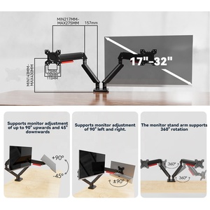 Superior xách tay nhôm Màn hình kép đứng 360 độ máy tính gắn kết với quản lý cáp Ergonomic có thể gập lại thiết kế - Product Image 3