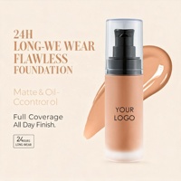 Fond de teint liquide matifiant waterproof à couvrance totale, végan et sans cruauté, avec logo personnalisé Beauty Factory, pour le contrôle du sébum
