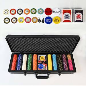 ชุดชิปโป๊กเกอร์ดินเหนียวแบบกำหนดเองขายส่ง 500 ชิ้น พร้อมกล่องอลูมิเนียมสีดำ ชุดชิปคาสิโนสำหรับคลับโป๊กเกอร์ - Product Image 1