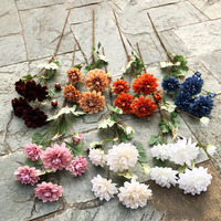 Vente en gros d'arrangement de fleurs artificielles de dahlia rose à 6 têtes, chrysanthèmes d'hibiscus pour mariage, noël et fête des mères