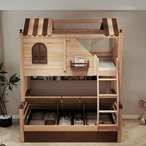 Cabane dans les arbres <span class=keywords><strong>lit</strong></span> superposé en bois massif pour enfants avec <span class=keywords><strong>toboggan</strong></span> familial <span class=keywords><strong>lit</strong></span> superposé <span class=keywords><strong>lit</strong></span> <span class=keywords><strong>haut</strong></span> et bas - Product Image 2