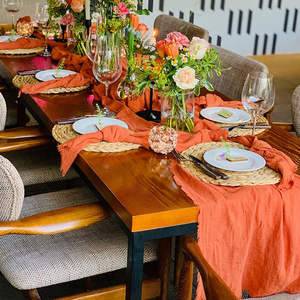 Elegante Camino de Mesa de Estilo Wabi-Sabi, 100% Poliéster, Color Personalizado, Tejido de Tela de Queso, para Banquetes - Product Image 6