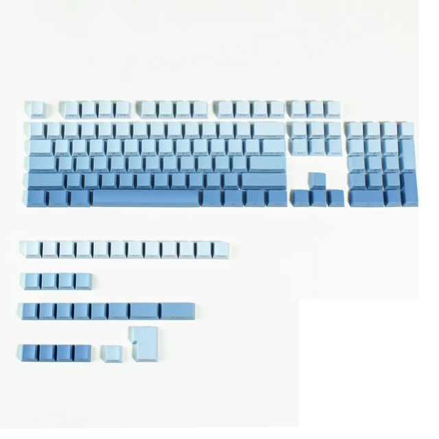 OEM Profile PBT Double Shot 135Keys Mechanical Keyboard Keycaps Enhanced Translucency Blue Gradient Translucent Characters Model