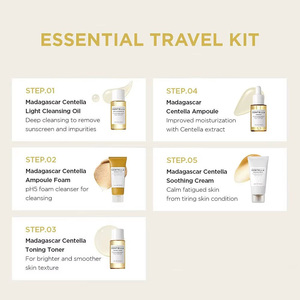 Kit de viaje de alta calidad de Corea al por mayor conjunto de cuidado facial hidratante calmante y EXFOLIANTE SUAVE tamaño de viaje Centella - Product Image 6