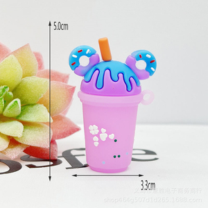 QYS Wholesale 3D Cartoon Milk Tea Cup Keychain Soft PVC Rubber Ice Cream Pendant Cute Colorful <b>Key</b> <b>Ring</b> for <b>Car</b> Bag and Gift - Product Image 2