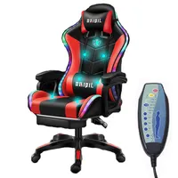 PU Leather Gaming Chair with Lights and Speakers, Massage