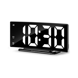 Curved Screen Snooze Function Digital Table Desk <b>Clock</b> Large Screen <b>LED</b> Mirror Desk <b>Clock</b> Reloj Silent Alarm <b>Clock</b> - Product Image 1