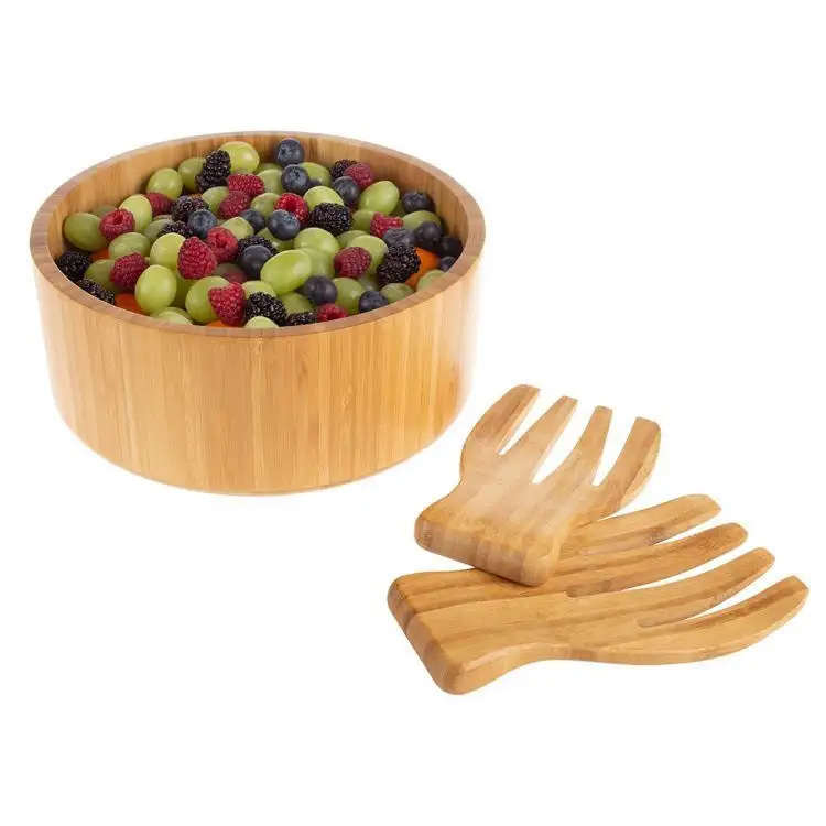 Natural wooden coring spoon salad serving fiber mixing bowls fruit bowl made of bamboo