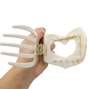 مشبك شعر جديد على شكل قلب مجوف من الأسيتات، مشبك شعر معدني كبير الحجم بشعار راقي، مشبك شعر بأسلوب حلو من حمض الخليك، مشبك على شكل منقار البط قابل للتخصيص - Product Image 3