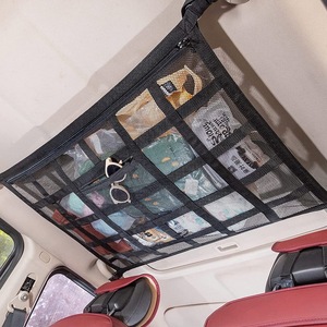 Tasca della rete di carico del soffitto dell'automobile, regolabile doppio strato maglia SUV tetto organizzatore lungo viaggio di stoccaggio borsa per trapunta asciugamano giocattolo vari - Product Image 2