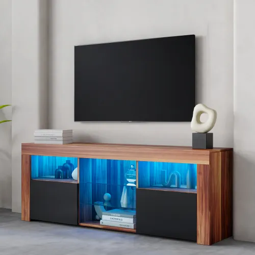 16 TV standı ve dört depolama alanı ayna ekran dolabı renkli led'ler ile modern oturma odası setleri mat gövde parlak cepheler