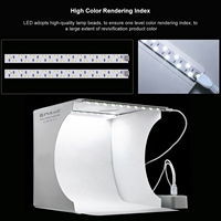 Gratis 6 warna latar belakang Puluz 20cm Led lembut portabel lipat Studio kotak tenda menembak 2 Led Puluz Aksesori Studio foto