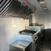 Remorque de restauration rapide commerciale HTL PST-FN30 5m avec gril à plateau plat, table vapeur, brûleur, cuisinière, friteuse, four - Tôle galvanisée