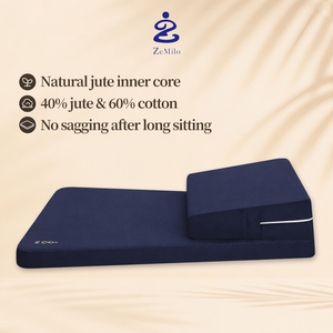 <span class=keywords><strong>Coussin</strong></span> <span class=keywords><strong>de</strong></span> méditation pliable et écologique en forme <span class=keywords><strong>de</strong></span> croissant avec support ergonomique incliné en lin - Product Image 1