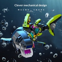 Compatible con Modelos de Tiburón Mecánicos de Plástico ABS, Bloques de Construcción de Partículas Pequeñas, Adornos para Niños