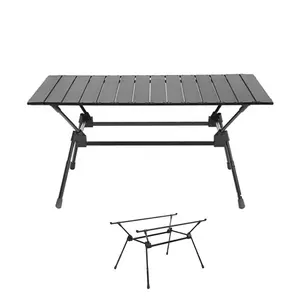 Factory Price Portable Outdoor Furniture Aluminum Folding Camping Table Adjustable BBQ Picnic Table