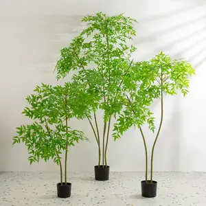 Hot-selling Home Decoration Artificial Green Plant Bonsai Potted Tree Rayon Nantian Bamboo Indoor Tree