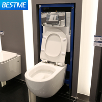 WC suspendu en céramique blanche avec réservoir d'eau en fer de forme ovale, ensemble de toilettes OEM