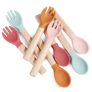 Top Quality Durable Baby Safety Spoons Rubber Set Baby Plate Bowl Silicone Spoon And Fork