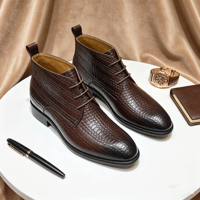 Bottes Chelsea classiques de luxe pour hommes, à lacets, plateforme, en cuir véritable, fabriquées à la main, antidérapantes, rehaussantes, tendance