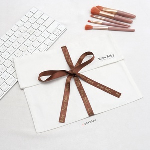 Reusable Custom Logo Printed <b>White</b> Cotton Twill Envelope Pouch Clothes Gift Packing <b>Bag</b> With Ribbon Shoe Handbag Cover Dust <b>Bag</b> - Product Image 5