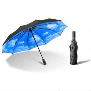 Vente en gros de parapluies automatiques Uv pliants promotionnels 3 <span class=keywords><strong>pour</strong></span> la pluie Parapluie Parasol coupe-vent personnalisé Parapluie avec logo Cadeau - Product Image 5