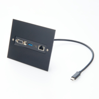 Konverter Panel USB-C ke VGA RJ45 USB 3.0 3.1 dengan Selubung PVC untuk Monitor