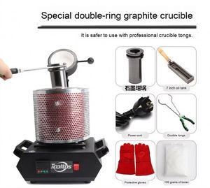 Four à induction industriel portable 3 kg pour la fusion de l'or, de l'argent et du cuivre, avec creuset en graphite, pour l'alchimie expérimentale et la fusion de l'or, avec moteur - Product Image 2