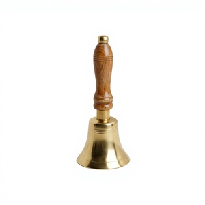 Campanas Náuticas de Estilo Marítimo, Color Dorado, Técnica de Fundición a Mano, Campana de Latón con Mango de Madera, Diseños Duraderos, Campana para Pooja, Regalos de Boda - Product Image 1