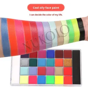 Peinture à l'huile minérale 26 couleurs et six pinceaux pour le visage du corps Clown Opéra Halloween Pigments de peinture pour le visage des enfants certifiés MSDS - Product Image 2