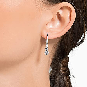 Orecchini pendenti geometrici lunghi da donna, eleganti gioielli di moda - Product Image 2