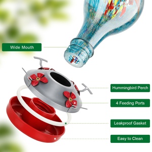 Comedero para Colibríes de Vidrio Resistente al Agua para Decoración de Jardín Exterior en Azul y Rojo - Product Image 4